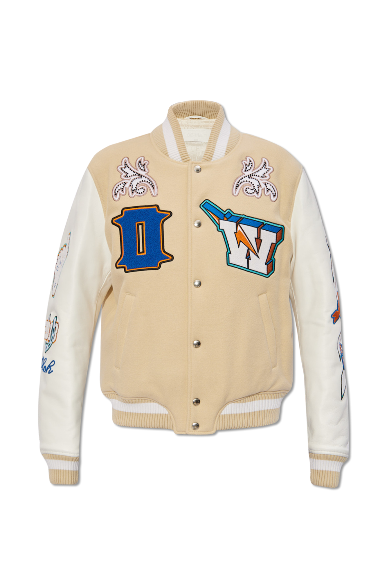 Beige varsity jacket hotsell